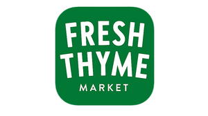 Green logo with 'Fresh Thyme Market' text on a transparent background